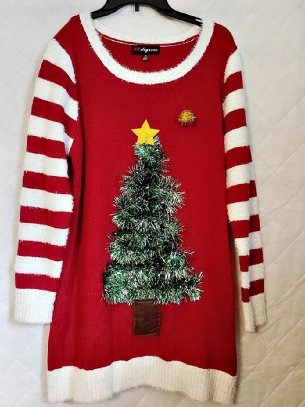 Ugly Christmas Tree Sweater Red White XL